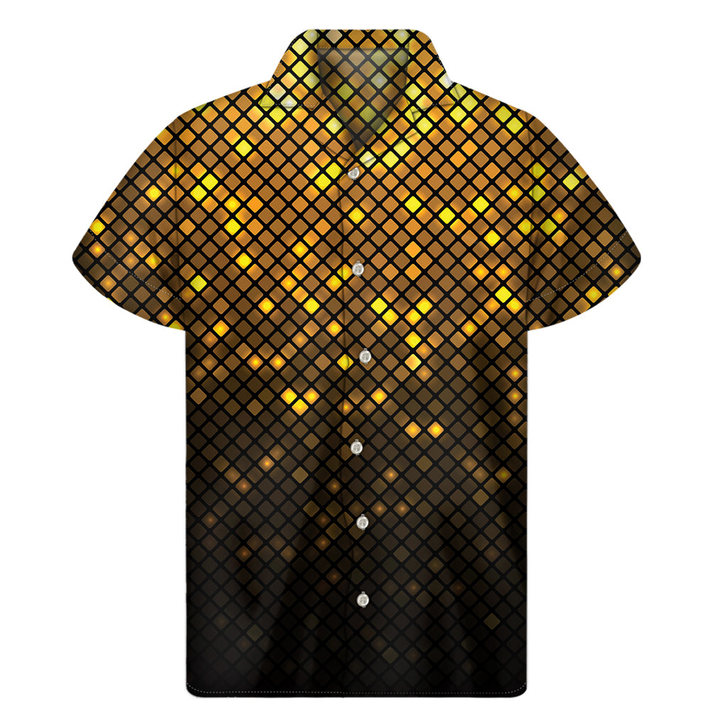 Gold Disco Lights Pattern Print Men's Short Sleeve Shirt