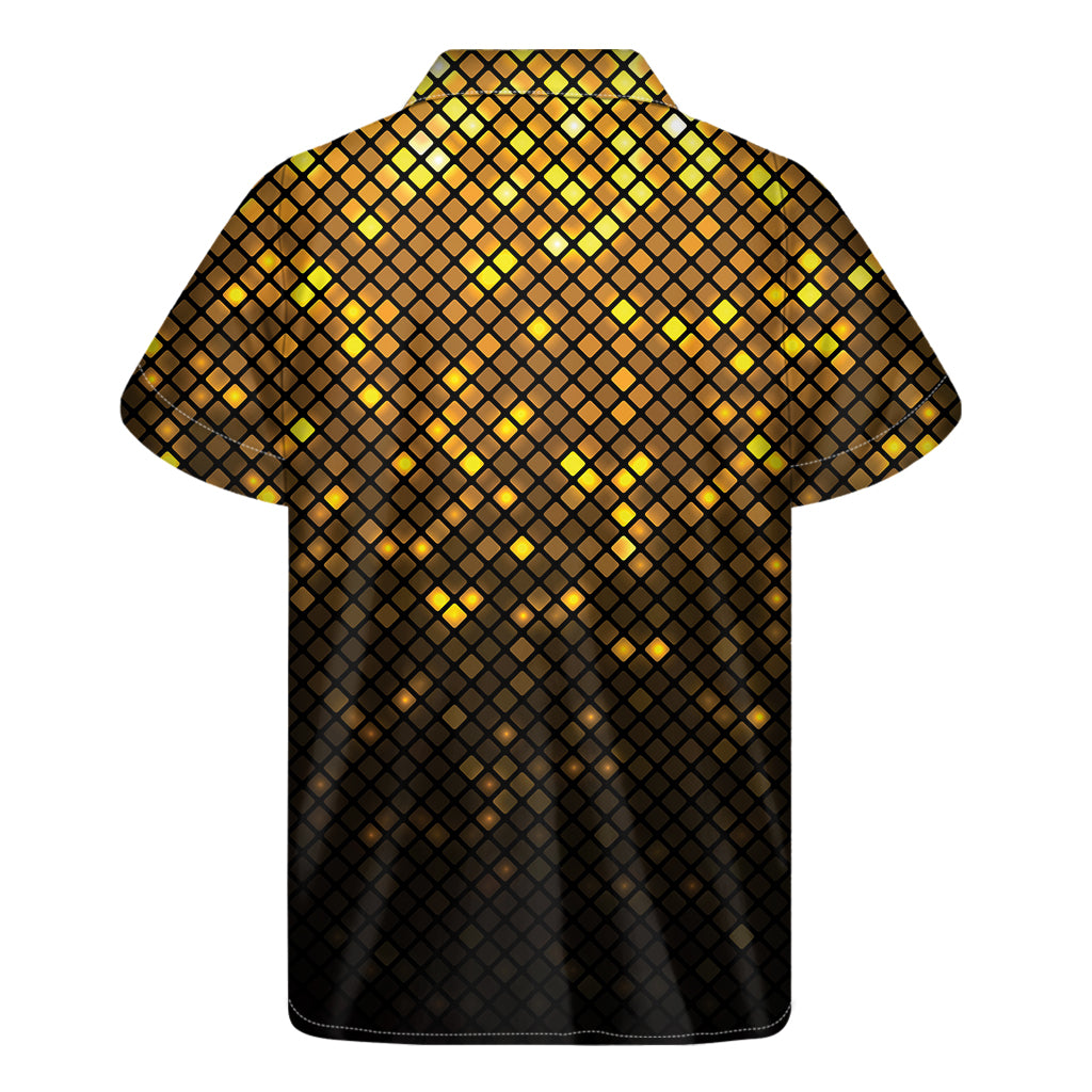Gold Disco Lights Pattern Print Men's Short Sleeve Shirt