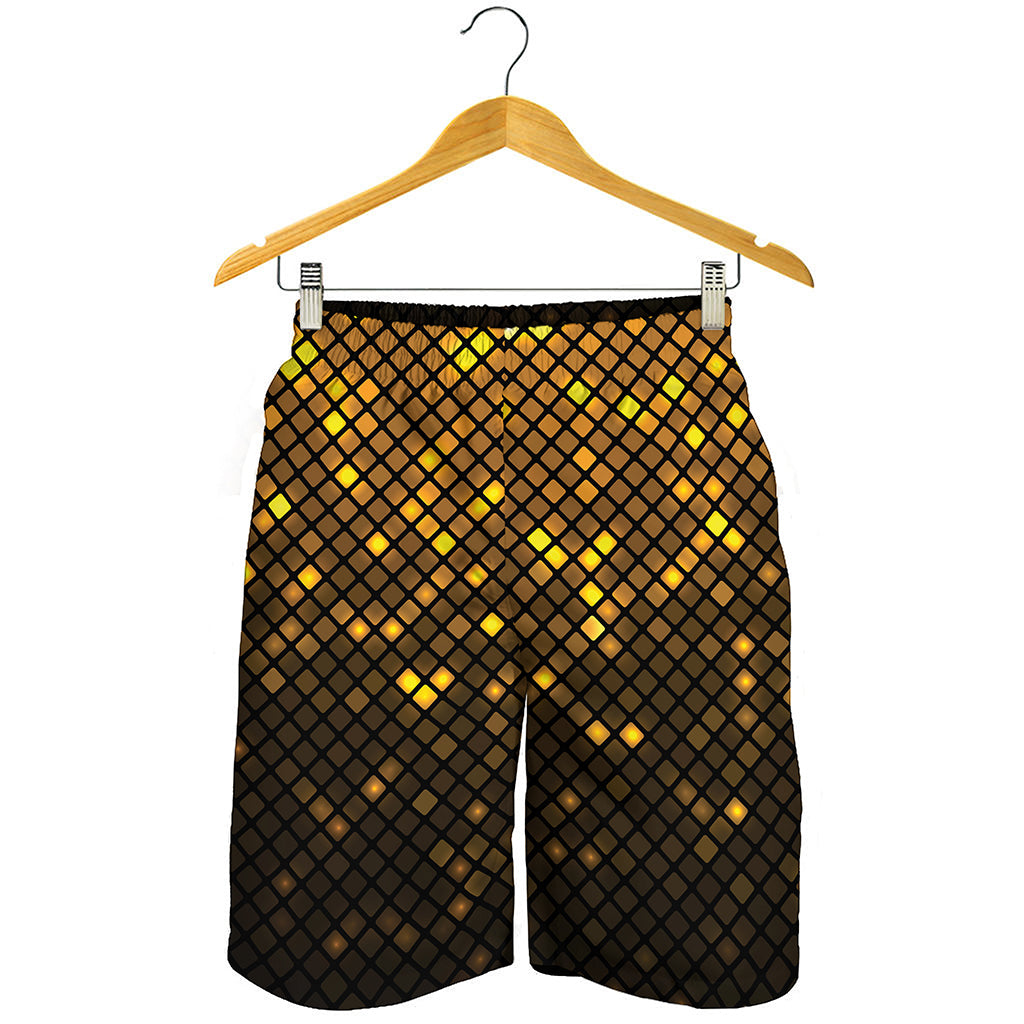 Gold Disco Lights Pattern Print Men's Shorts
