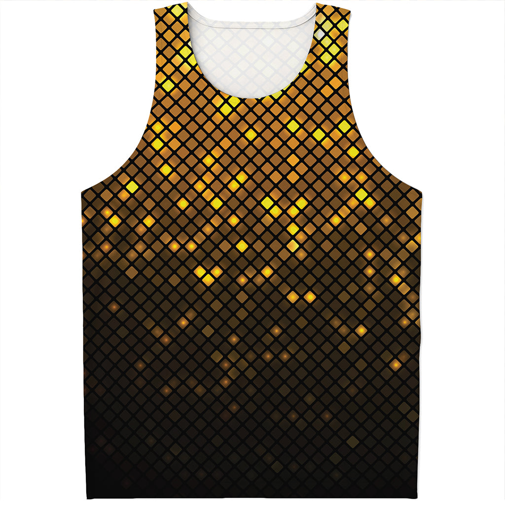 Gold Disco Lights Pattern Print Men's Tank Top