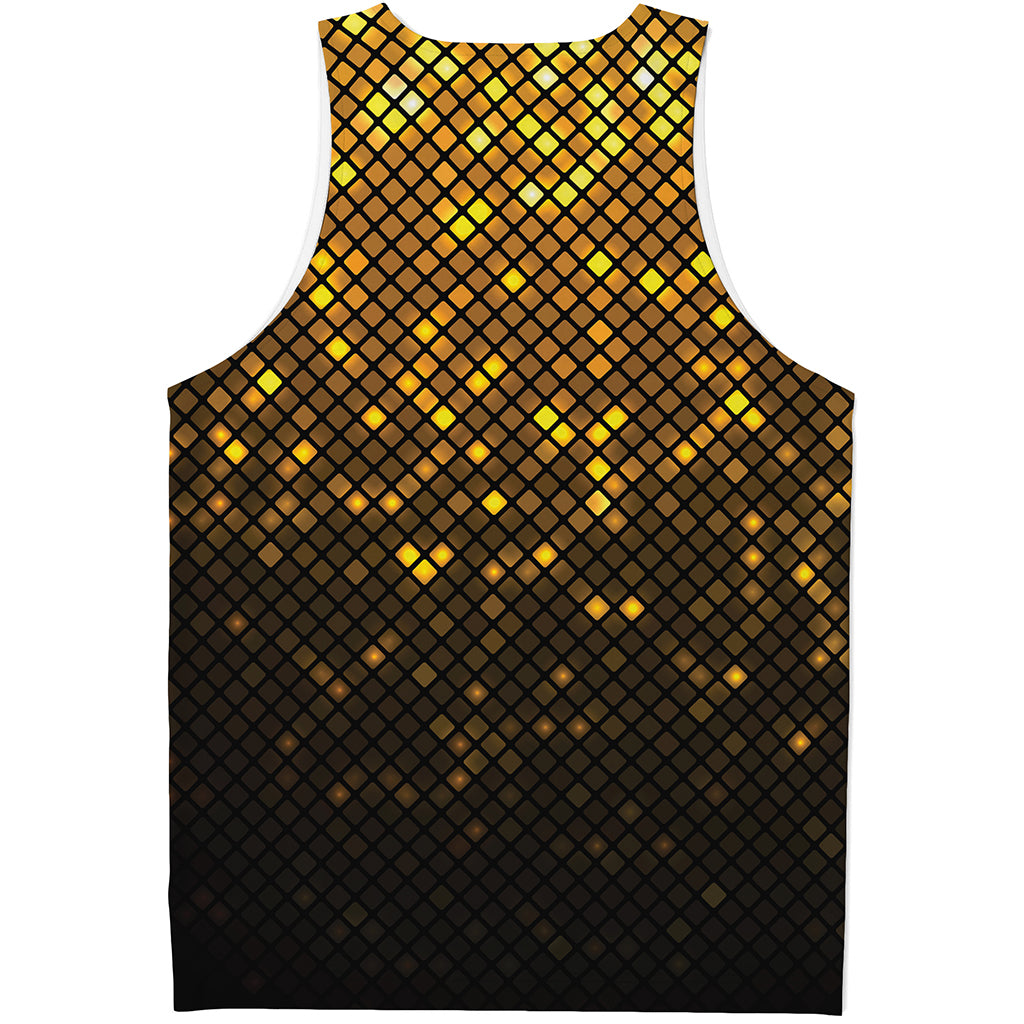 Gold Disco Lights Pattern Print Men's Tank Top