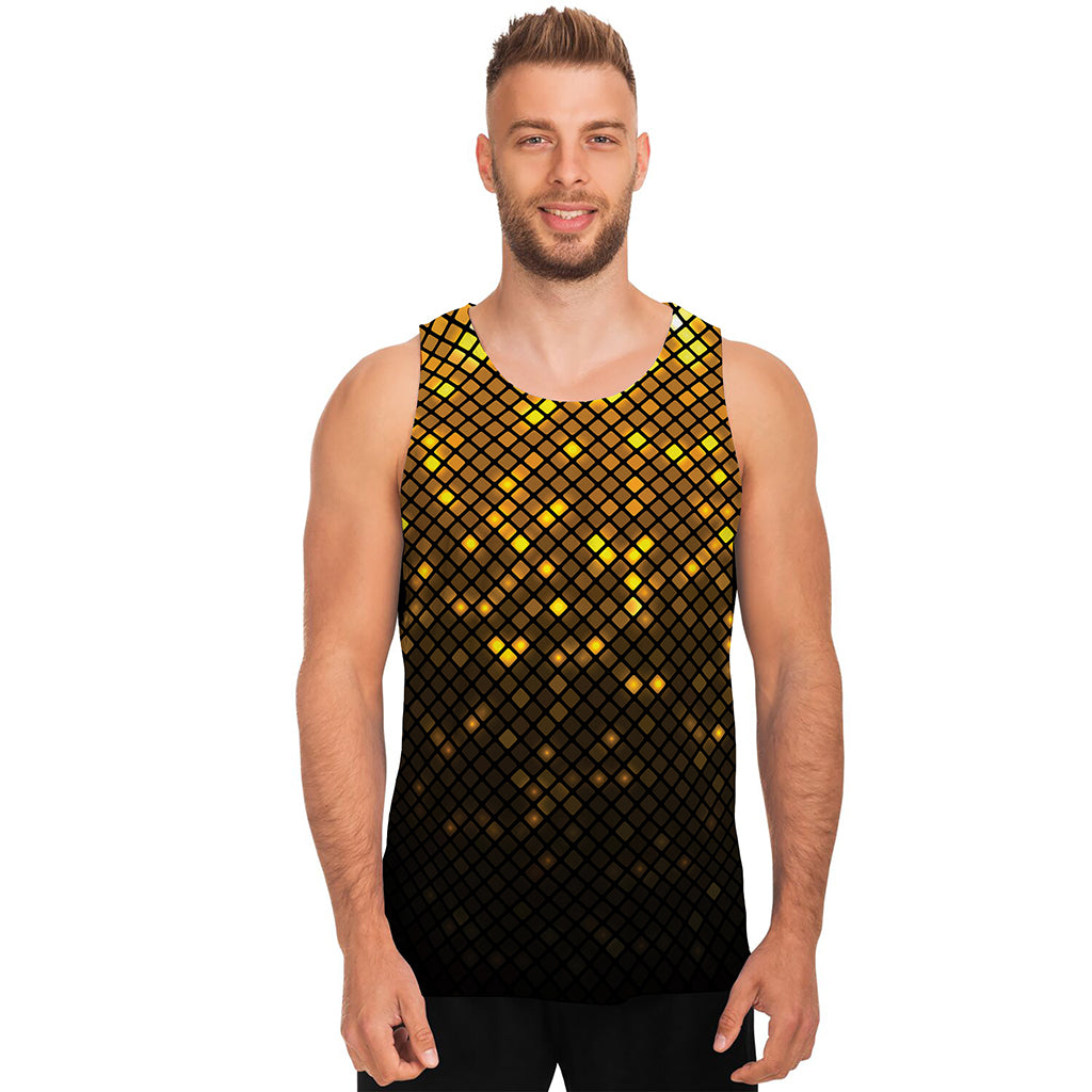 Gold Disco Lights Pattern Print Men's Tank Top