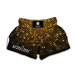 Gold Disco Lights Pattern Print Muay Thai Boxing Shorts