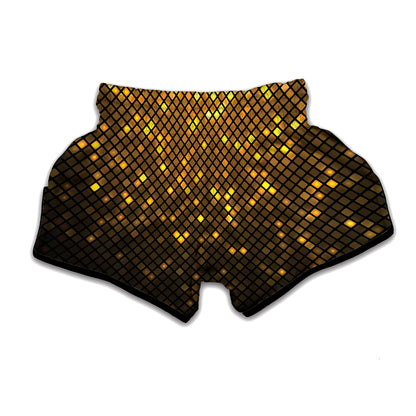 Gold Disco Lights Pattern Print Muay Thai Boxing Shorts