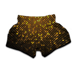 Gold Disco Lights Pattern Print Muay Thai Boxing Shorts