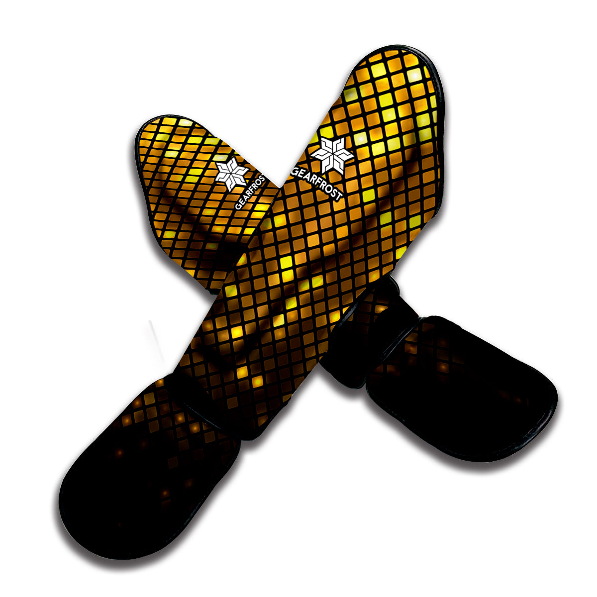 Gold Disco Lights Pattern Print Muay Thai Shin Guard