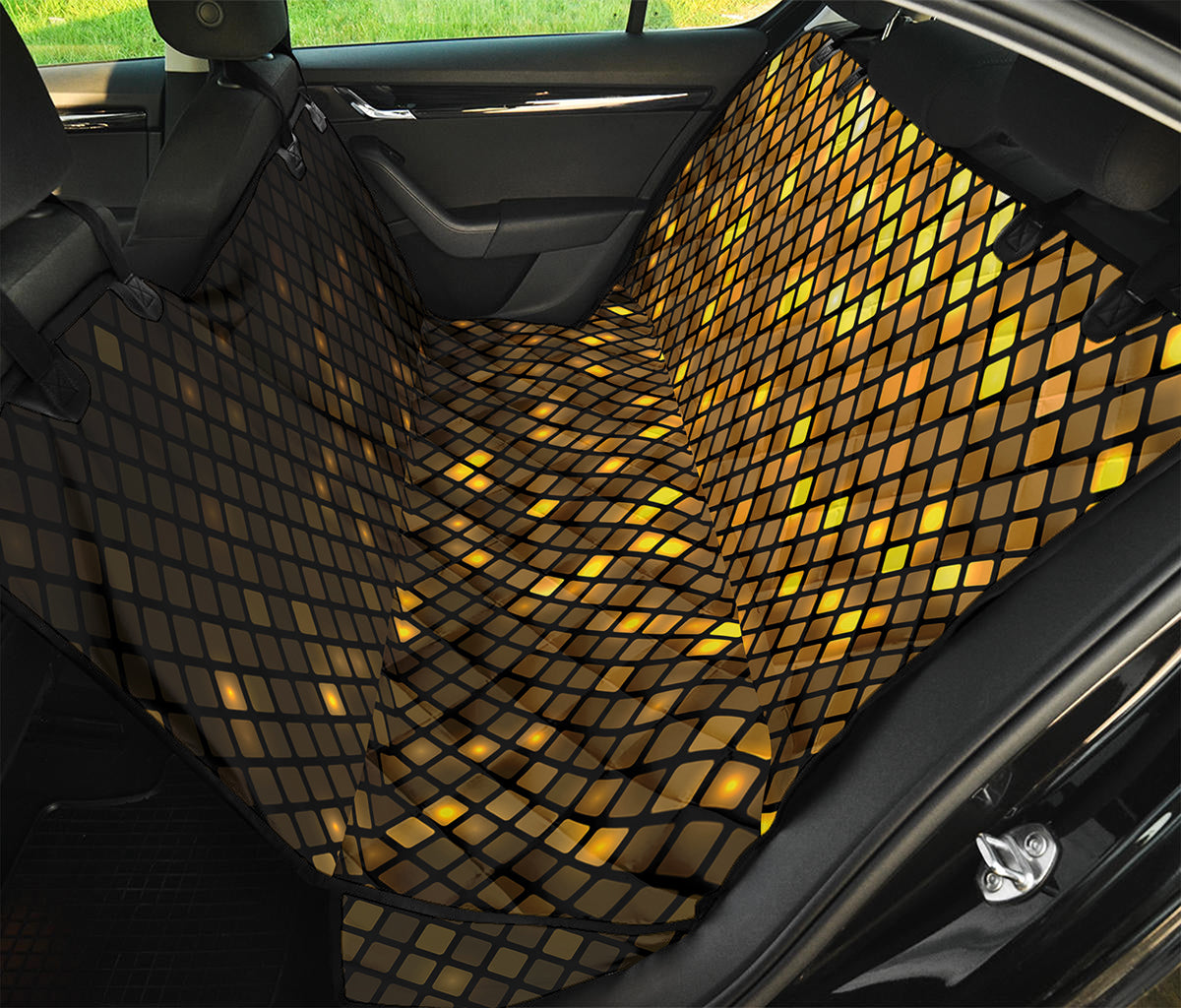 Gold Disco Lights Pattern Print Pet Car Back Seat Cover