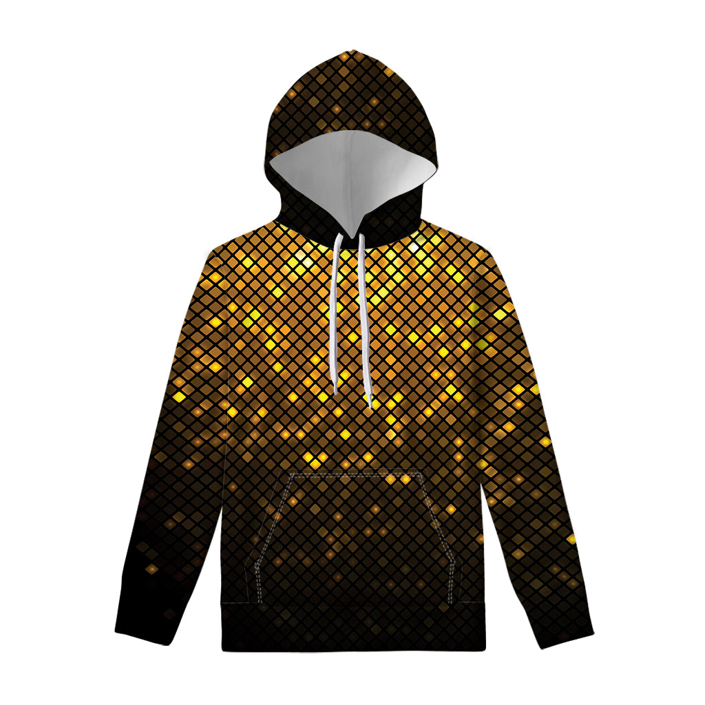 Gold Disco Lights Pattern Print Pullover Hoodie