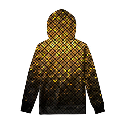 Gold Disco Lights Pattern Print Pullover Hoodie
