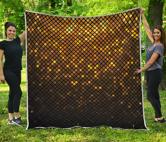 Gold Disco Lights Pattern Print Quilt
