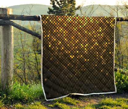 Gold Disco Lights Pattern Print Quilt
