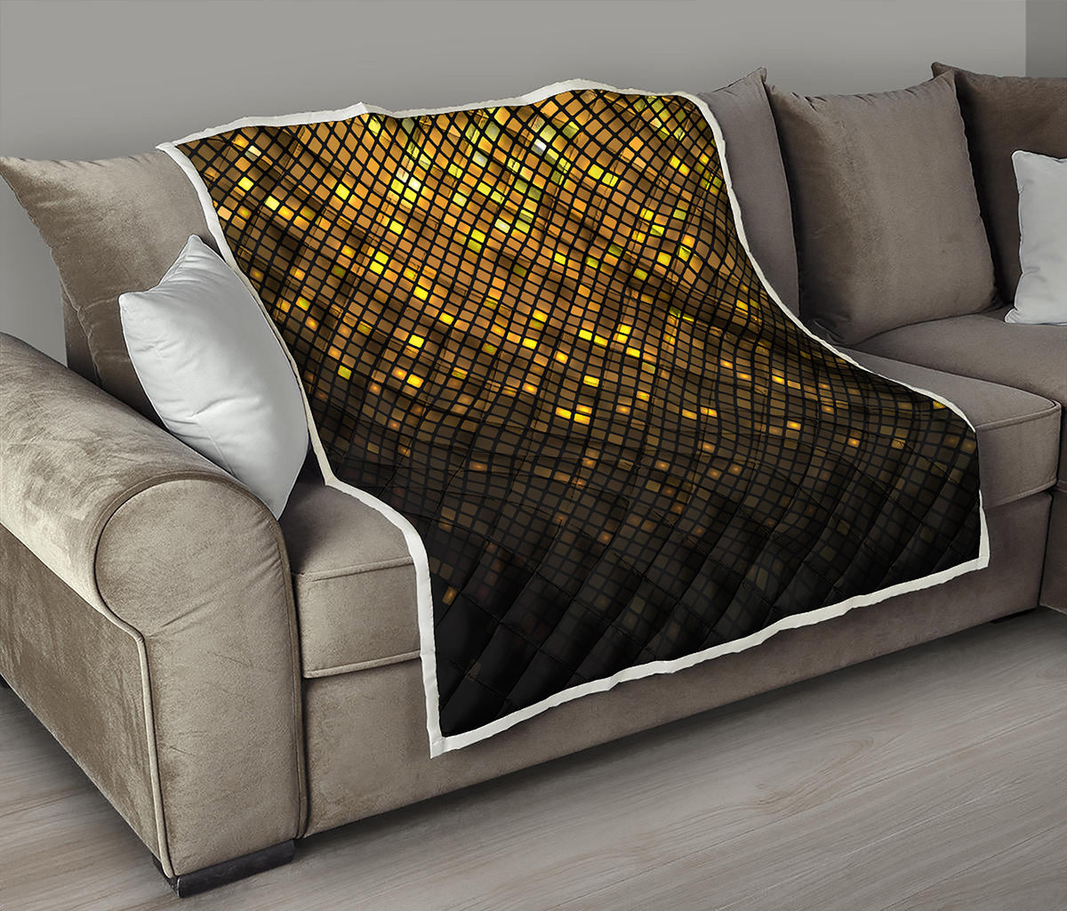 Gold Disco Lights Pattern Print Quilt