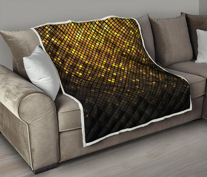 Gold Disco Lights Pattern Print Quilt