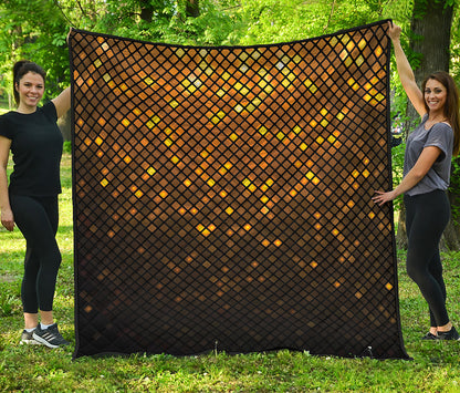 Gold Disco Lights Pattern Print Quilt