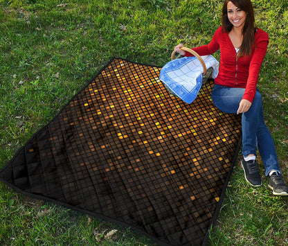 Gold Disco Lights Pattern Print Quilt