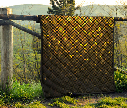 Gold Disco Lights Pattern Print Quilt
