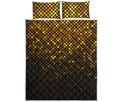 Gold Disco Lights Pattern Print Quilt Bed Set