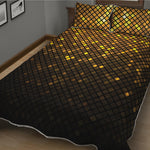 Gold Disco Lights Pattern Print Quilt Bed Set