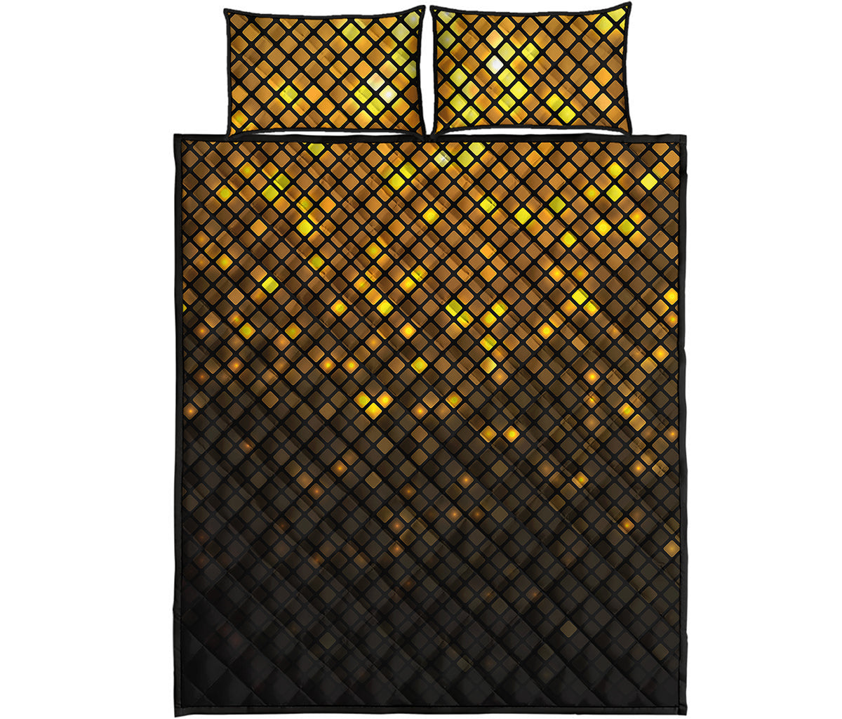 Gold Disco Lights Pattern Print Quilt Bed Set
