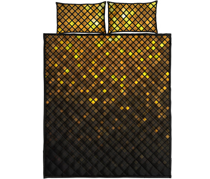 Gold Disco Lights Pattern Print Quilt Bed Set