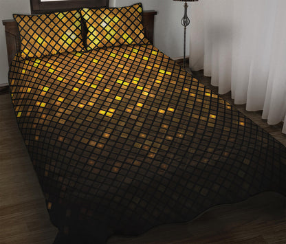 Gold Disco Lights Pattern Print Quilt Bed Set