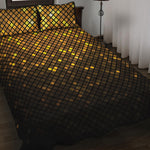 Gold Disco Lights Pattern Print Quilt Bed Set