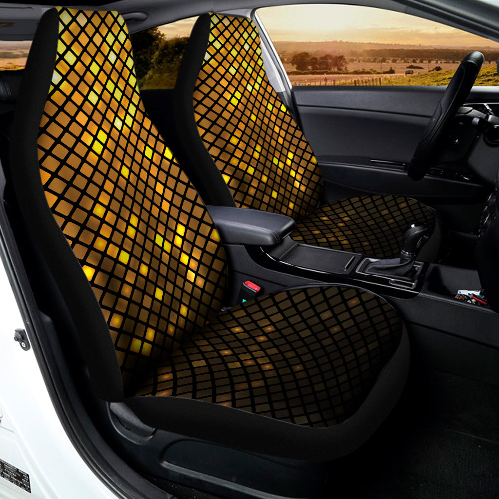 Gold Disco Lights Pattern Print Universal Fit Car Seat Covers