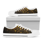 Gold Disco Lights Pattern Print White Low Top Shoes