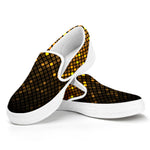 Gold Disco Lights Pattern Print White Slip On Shoes