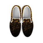 Gold Disco Lights Pattern Print White Slip On Shoes