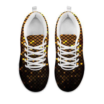 Gold Disco Lights Pattern Print White Sneakers