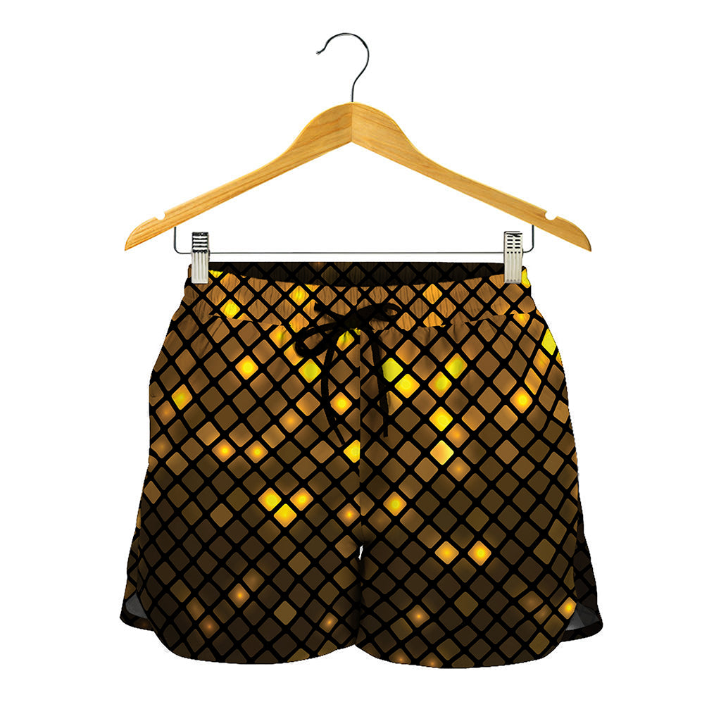 Gold Disco Lights Pattern Print Women's Shorts