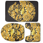 Gold Easter Egg Print 3 Piece Bath Mat Set