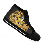 Gold Easter Egg Print Black High Top Shoes