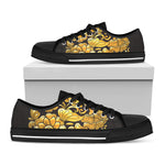 Gold Easter Egg Print Black Low Top Shoes 
