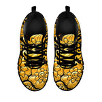 Gold Easter Egg Print Black Sneakers