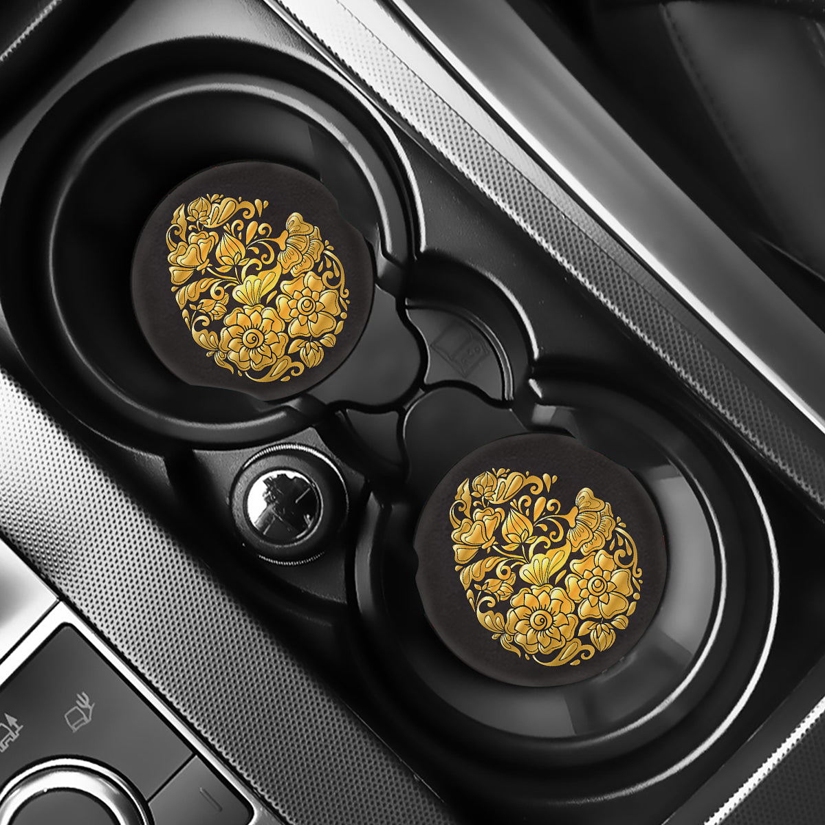 Gold Easter Egg Print Car Coasters