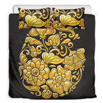 Gold Easter Egg Print Duvet Cover Bedding Set