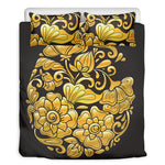 Gold Easter Egg Print Duvet Cover Bedding Set