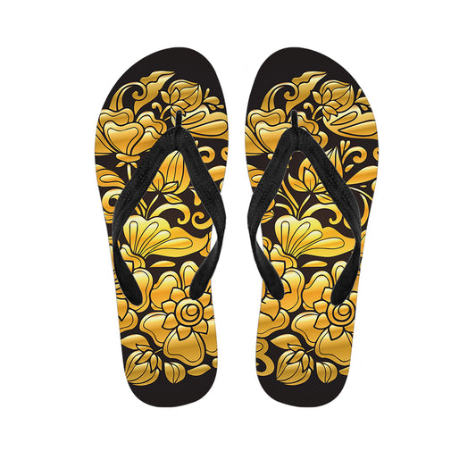 Gold Easter Egg Print Flip Flops