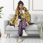 Gold Easter Egg Print Hooded Blanket