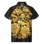 Gold Easter Egg Print Men's Short Sleeve Shirt
