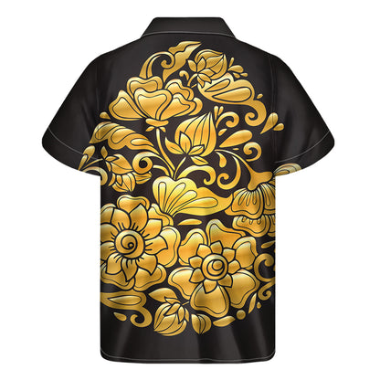 Gold Easter Egg Print Men's Short Sleeve Shirt