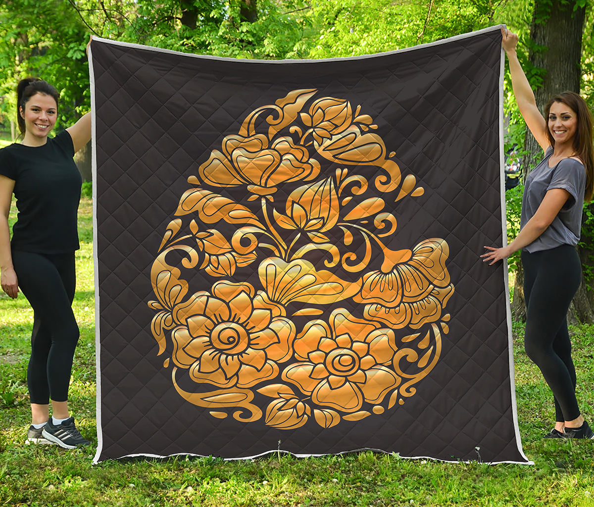 Gold Easter Egg Print Quilt
