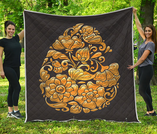Gold Easter Egg Print Quilt
