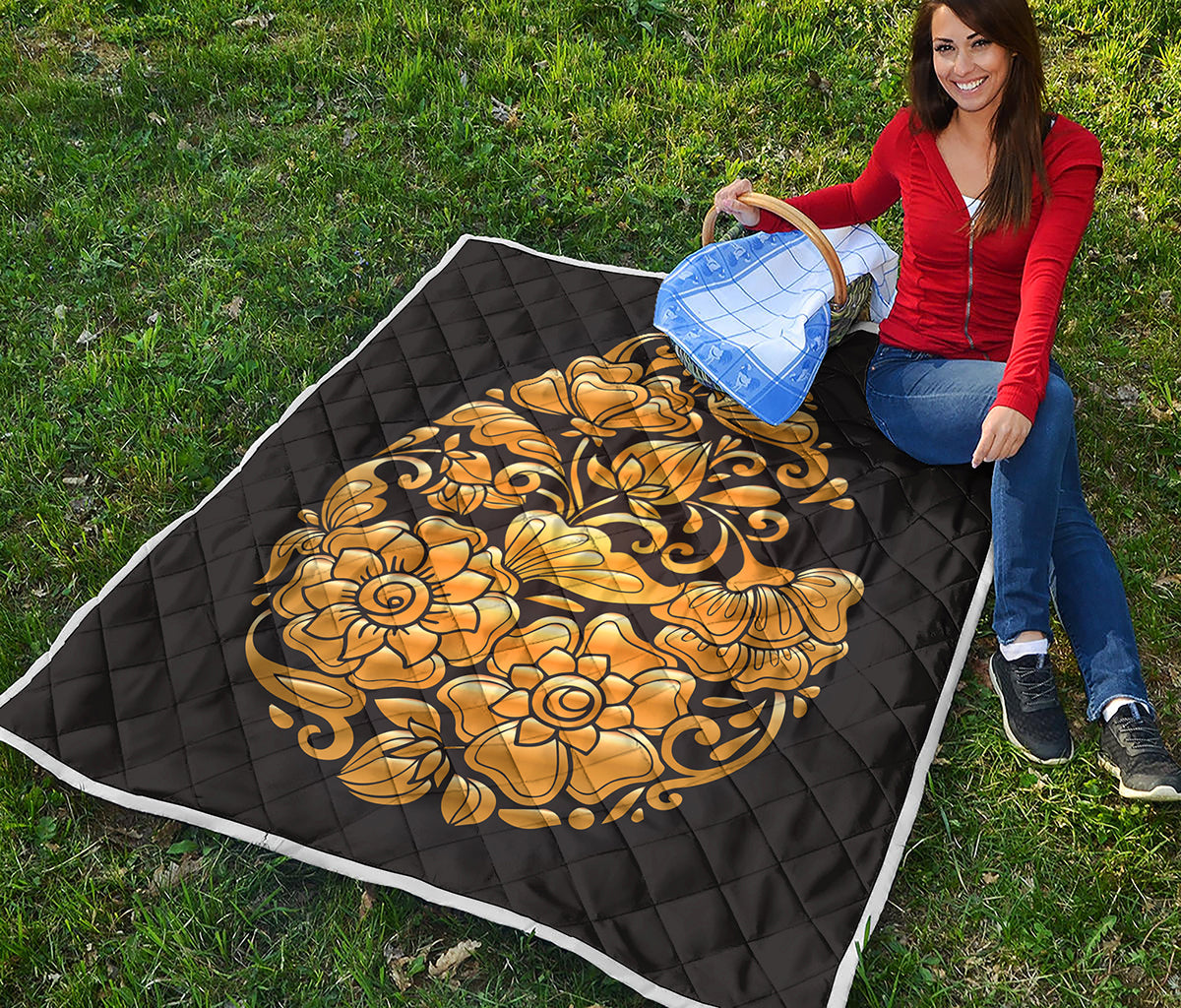 Gold Easter Egg Print Quilt
