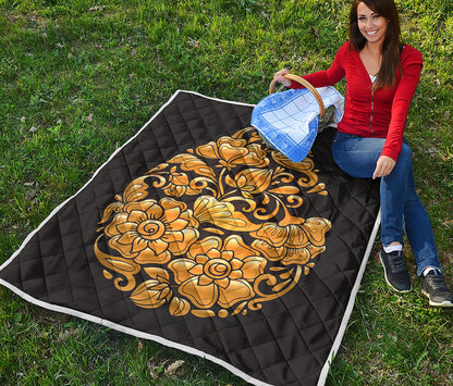 Gold Easter Egg Print Quilt