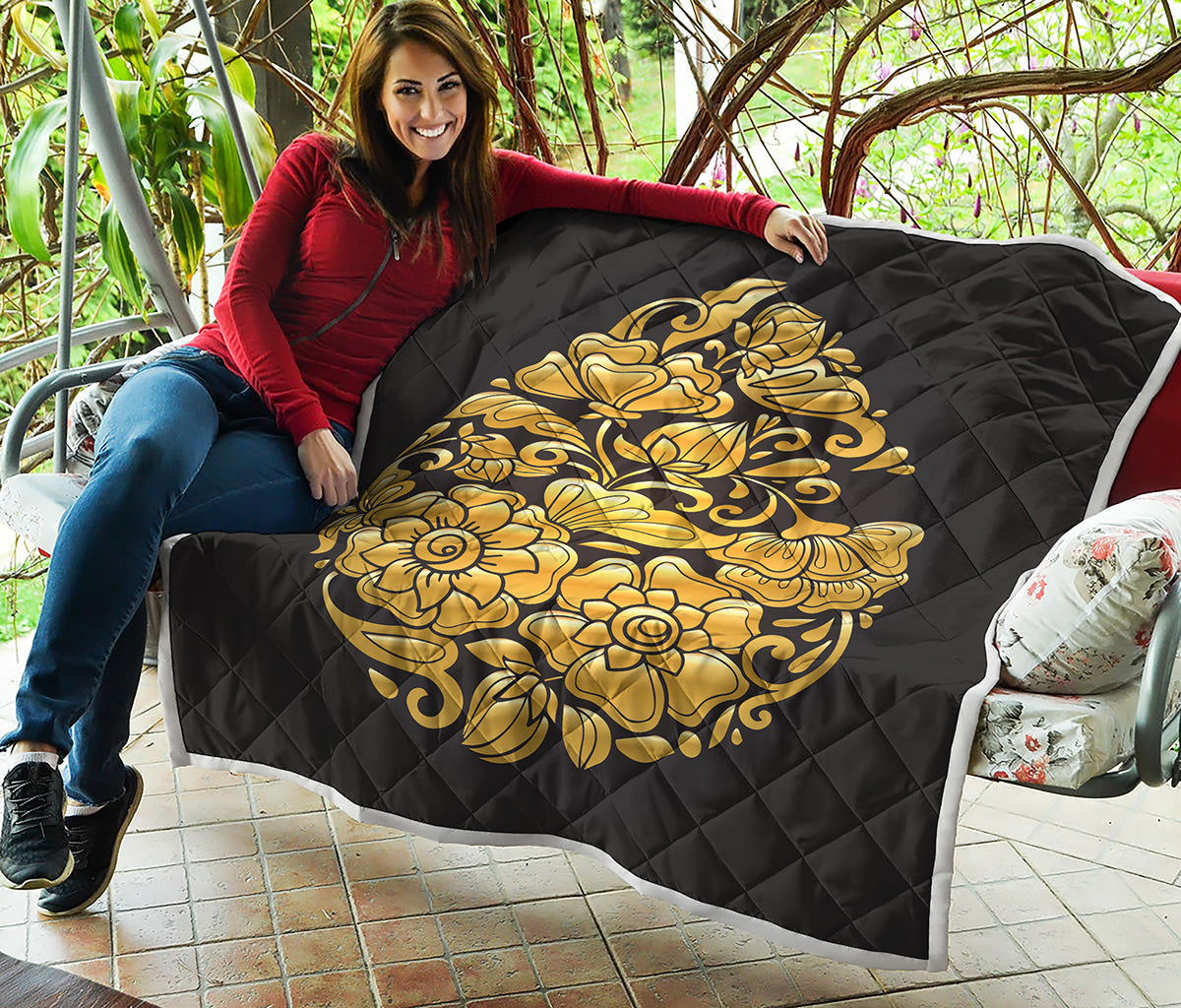 Gold Easter Egg Print Quilt