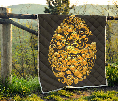 Gold Easter Egg Print Quilt