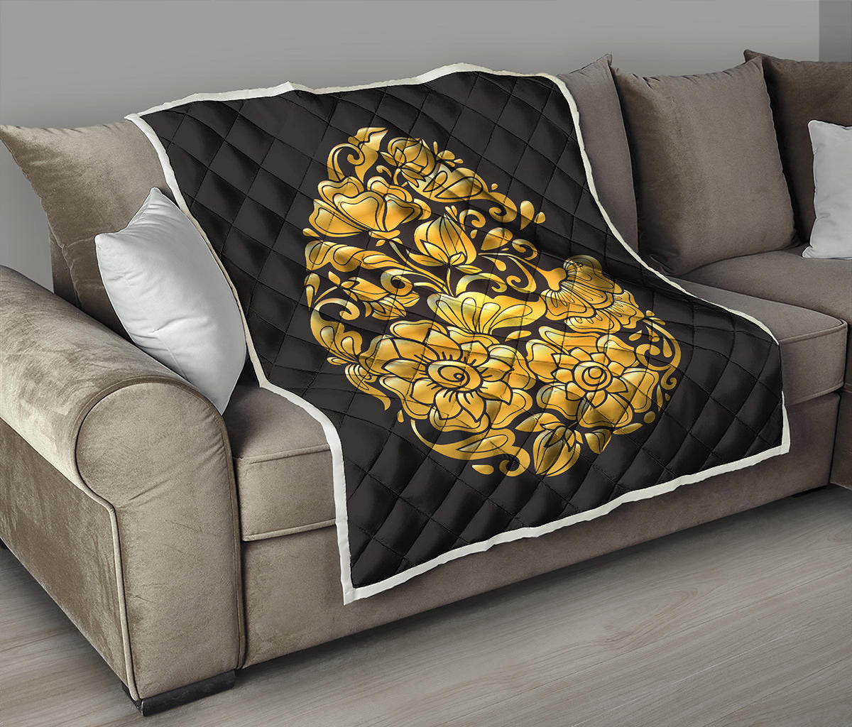 Gold Easter Egg Print Quilt